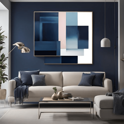 Modern wall art featuring minimalist black and white designs, Geometric modern wall art in gold and blue for living rooms, Oversized abstract wall art for spacious interiors