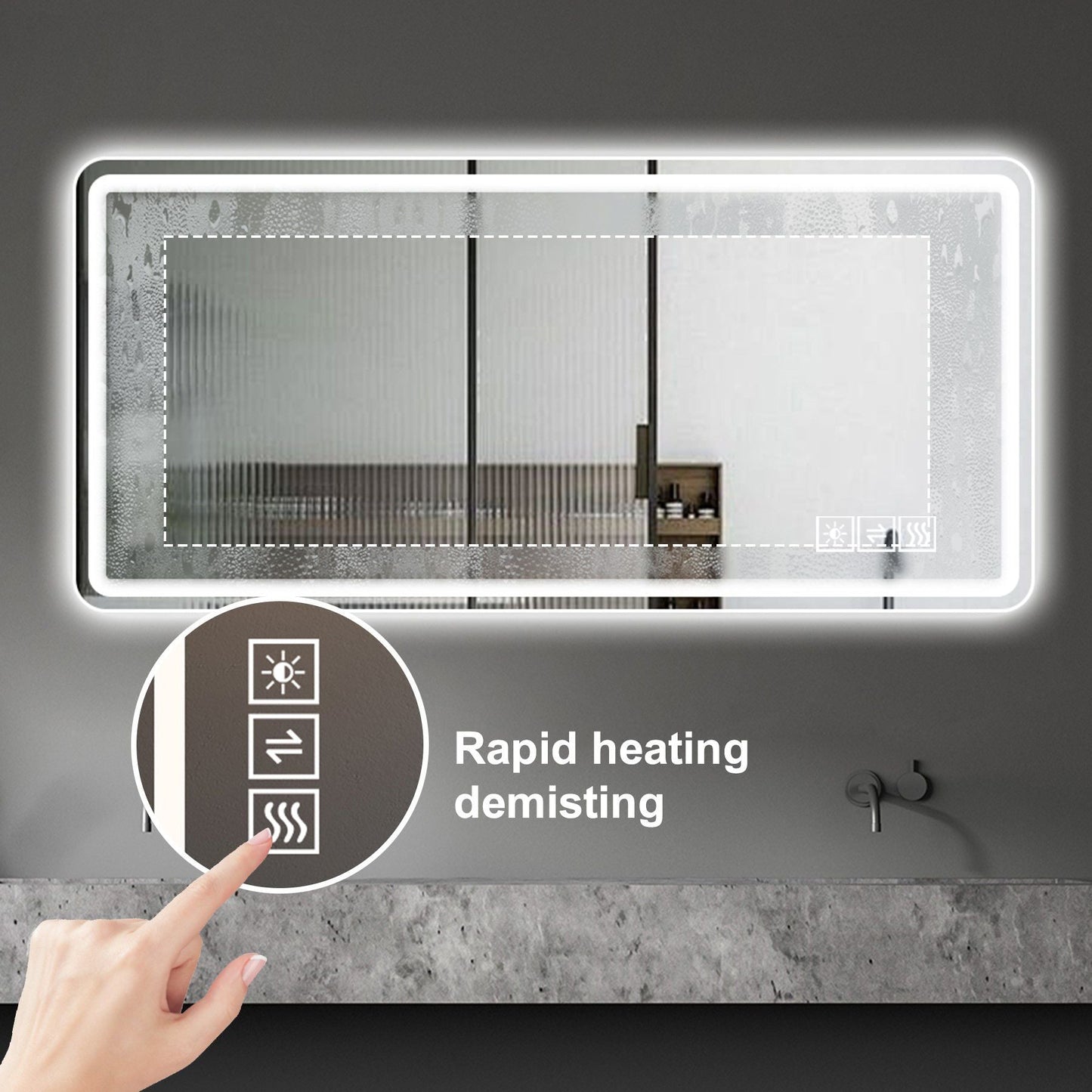 28*60inch LED Bathroom Vanity Mirror ,wall mirror,Anti - Fog, Dimmable,Shatter - Proof Tempered Glass, Ideal for Bathroom Wall Decor, Beauty Makeup and ShavingDecorative Mirrors, Mirrorsas PicMirrors