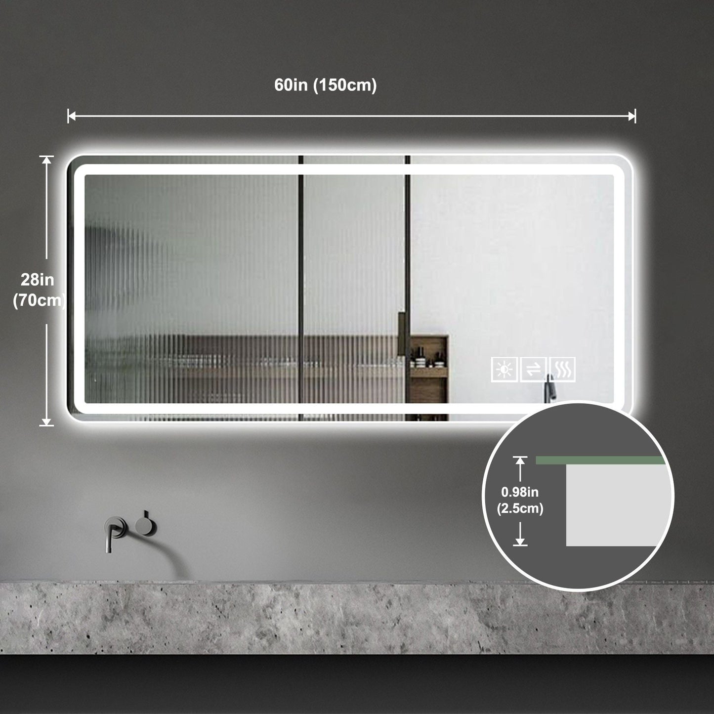 28*60inch LED Bathroom Vanity Mirror ,wall mirror,Anti - Fog, Dimmable,Shatter - Proof Tempered Glass, Ideal for Bathroom Wall Decor, Beauty Makeup and ShavingDecorative Mirrors, Mirrorsas PicMirrors