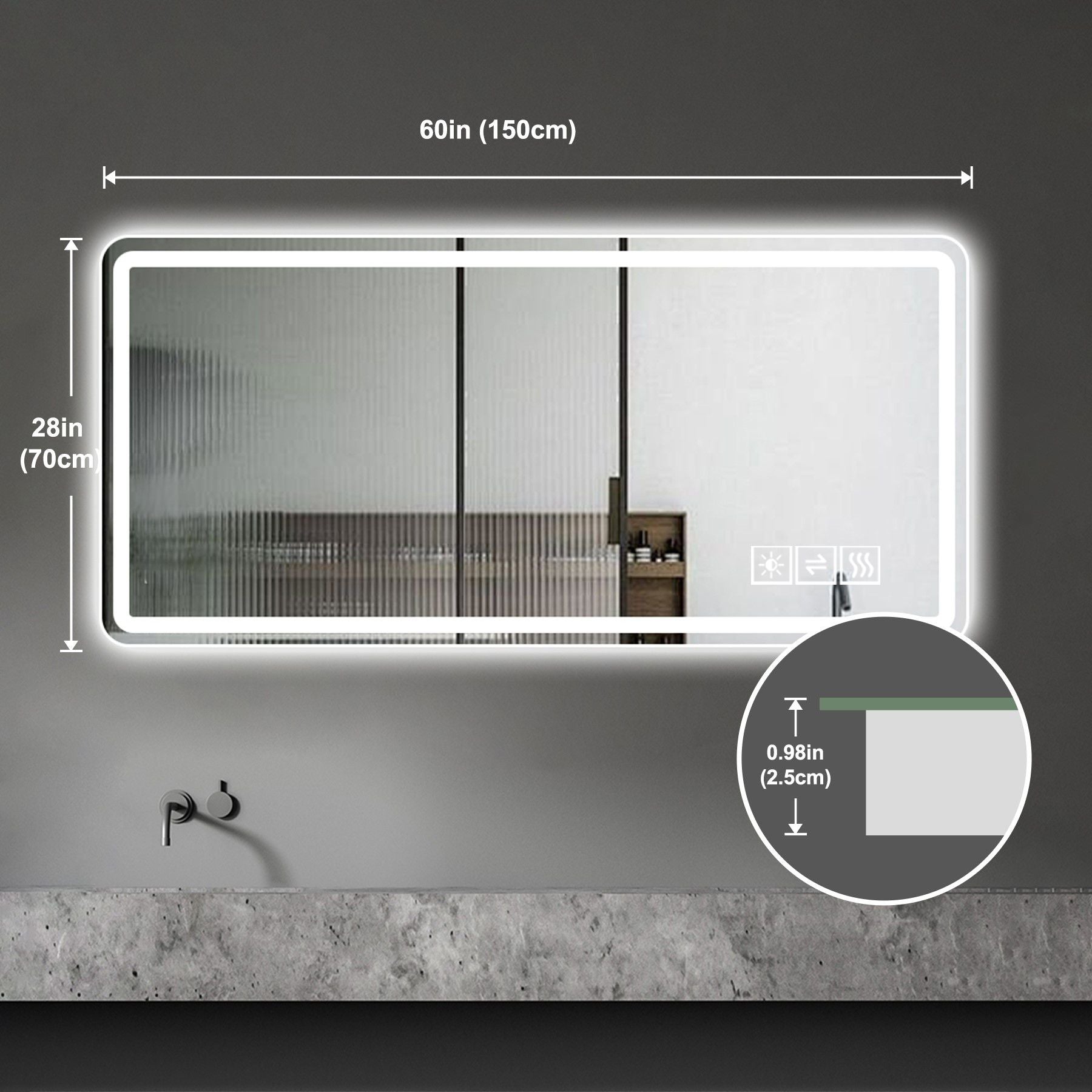 28*60inch LED Bathroom Vanity Mirror ,wall mirror,Anti - Fog, Dimmable,Shatter - Proof Tempered Glass, Ideal for Bathroom Wall Decor, Beauty Makeup and ShavingDecorative Mirrors, Mirrorsas PicMirrors