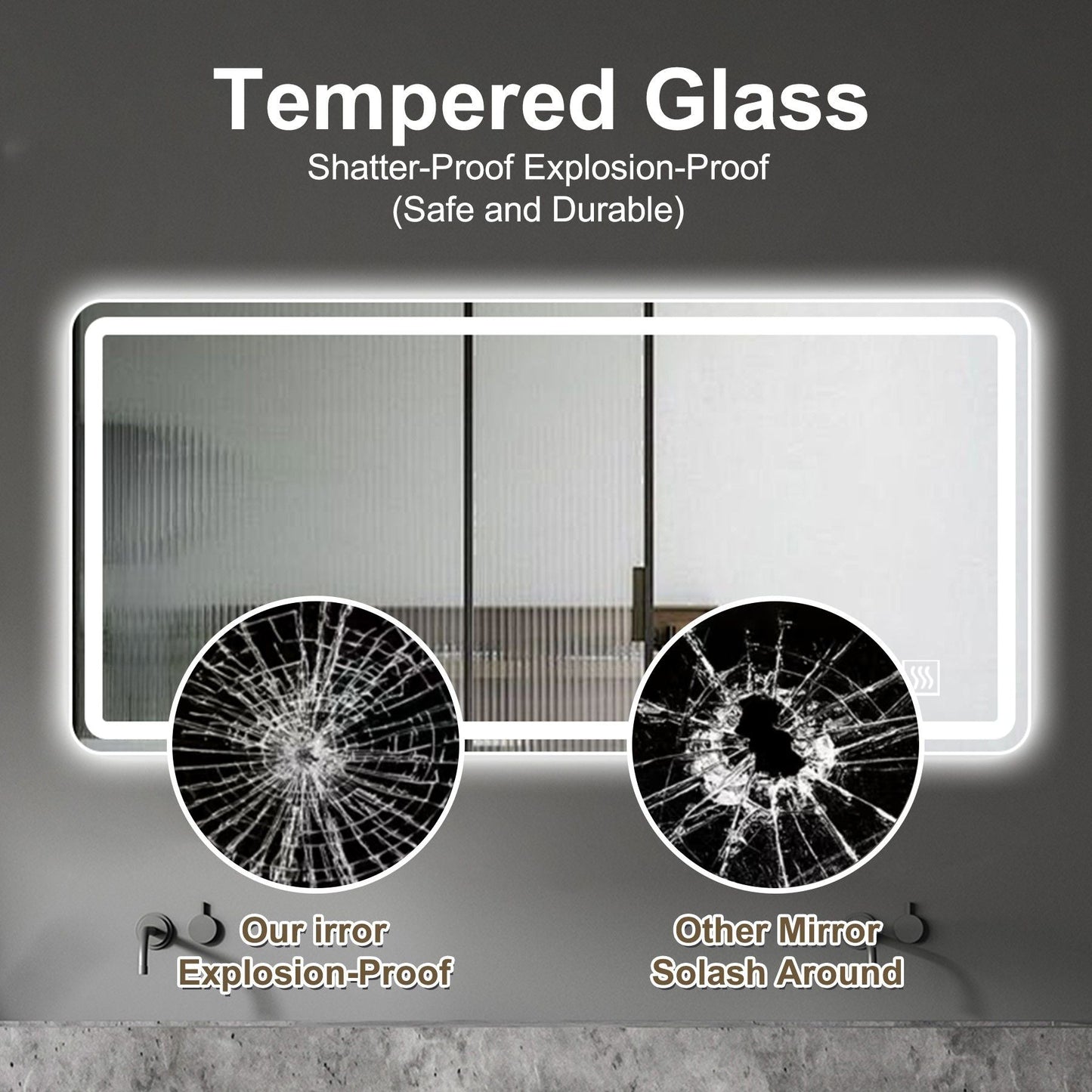 28*60inch LED Bathroom Vanity Mirror ,wall mirror,Anti - Fog, Dimmable,Shatter - Proof Tempered Glass, Ideal for Bathroom Wall Decor, Beauty Makeup and ShavingDecorative Mirrors, Mirrorsas PicMirrors
