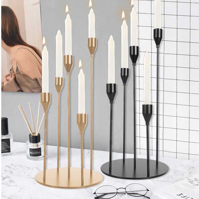 5 Head Luxury Metal Candle Holders Exquisite Candlestick Candle Stand Wedding Table Centerpieces Christmas Home Party DecorationCandle HoldersCNCandle Holders
