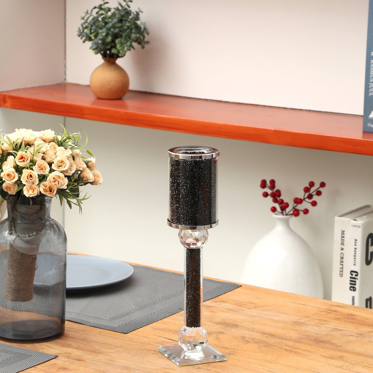 Ambrose Exquisite Candle Holder in Gift Box, Black Crushed DiamondsHome & Garden12.25"H x 2.75"DBlack