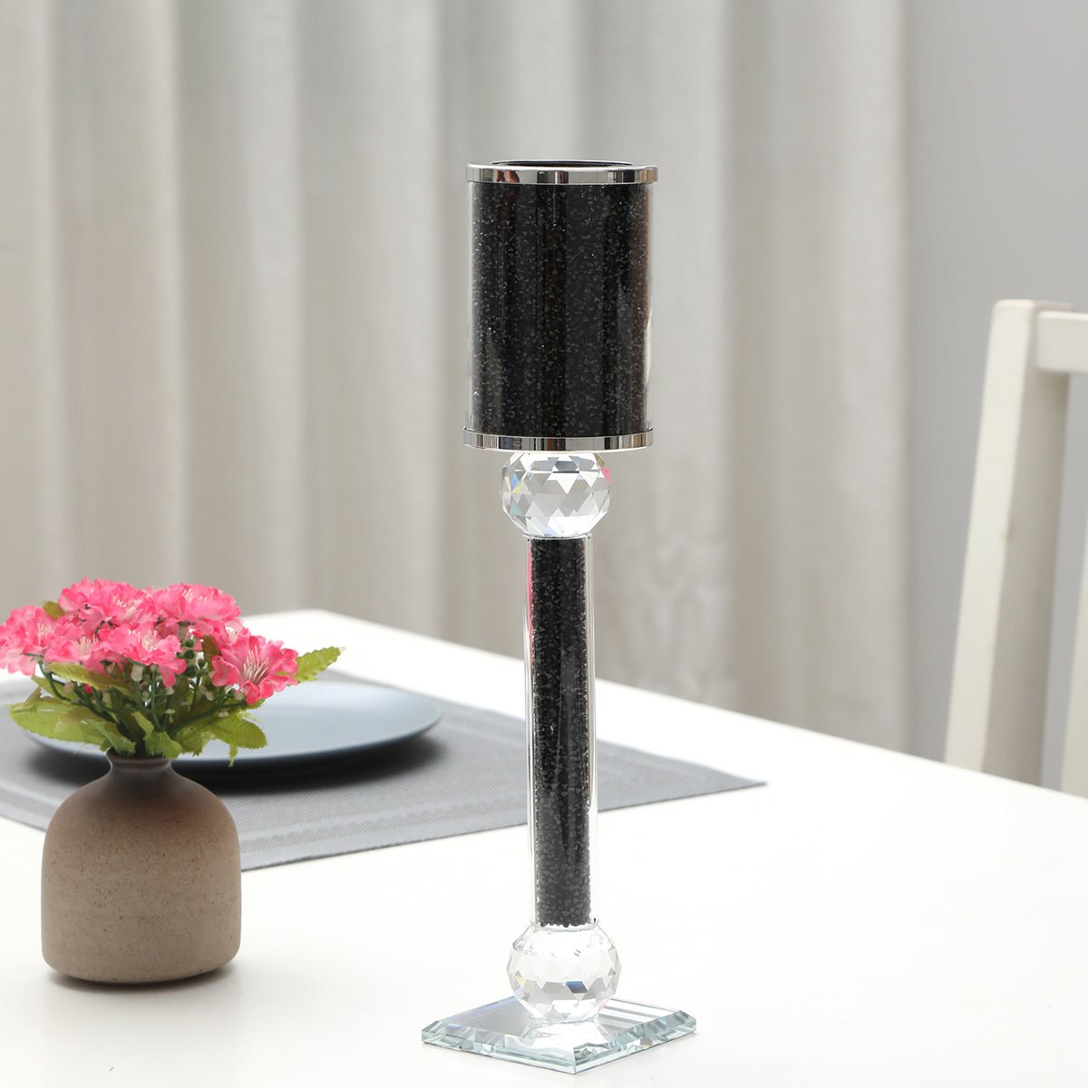 Ambrose Exquisite Candle Holder in Gift Box, Black Crushed DiamondsHome & Garden12.25"H x 2.75"DBlack