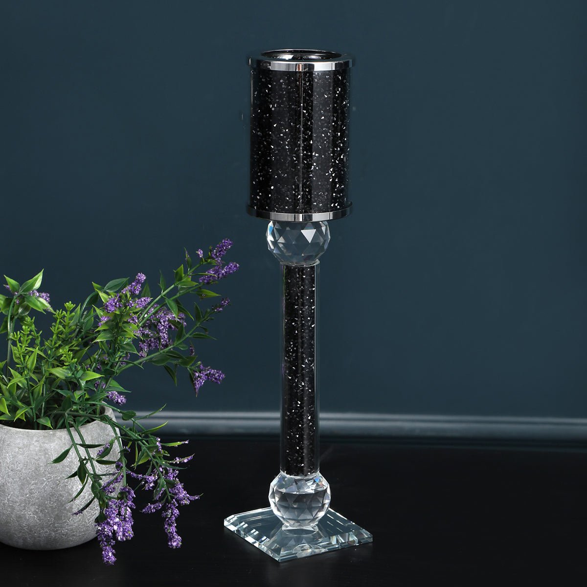 Ambrose Exquisite Candle Holder in Gift Box, Black Crushed DiamondsHome & Garden12.25"H x 2.75"DBlack