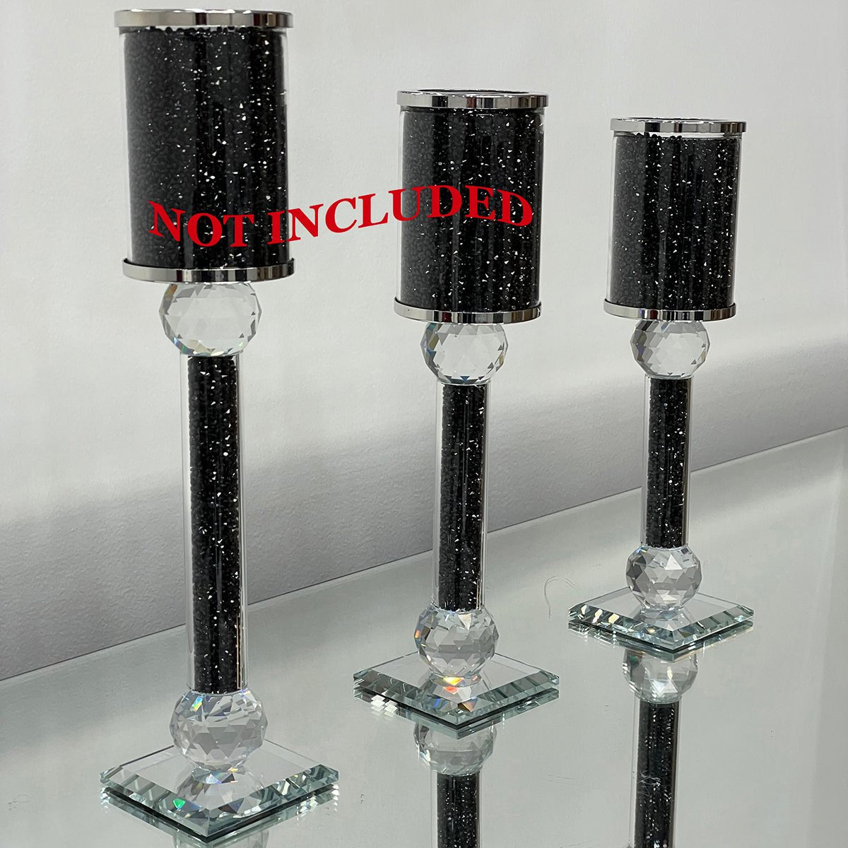 Ambrose Exquisite Candle Holder in Gift Box, Black Crushed DiamondsHome & Garden12.25"H x 2.75"DBlack