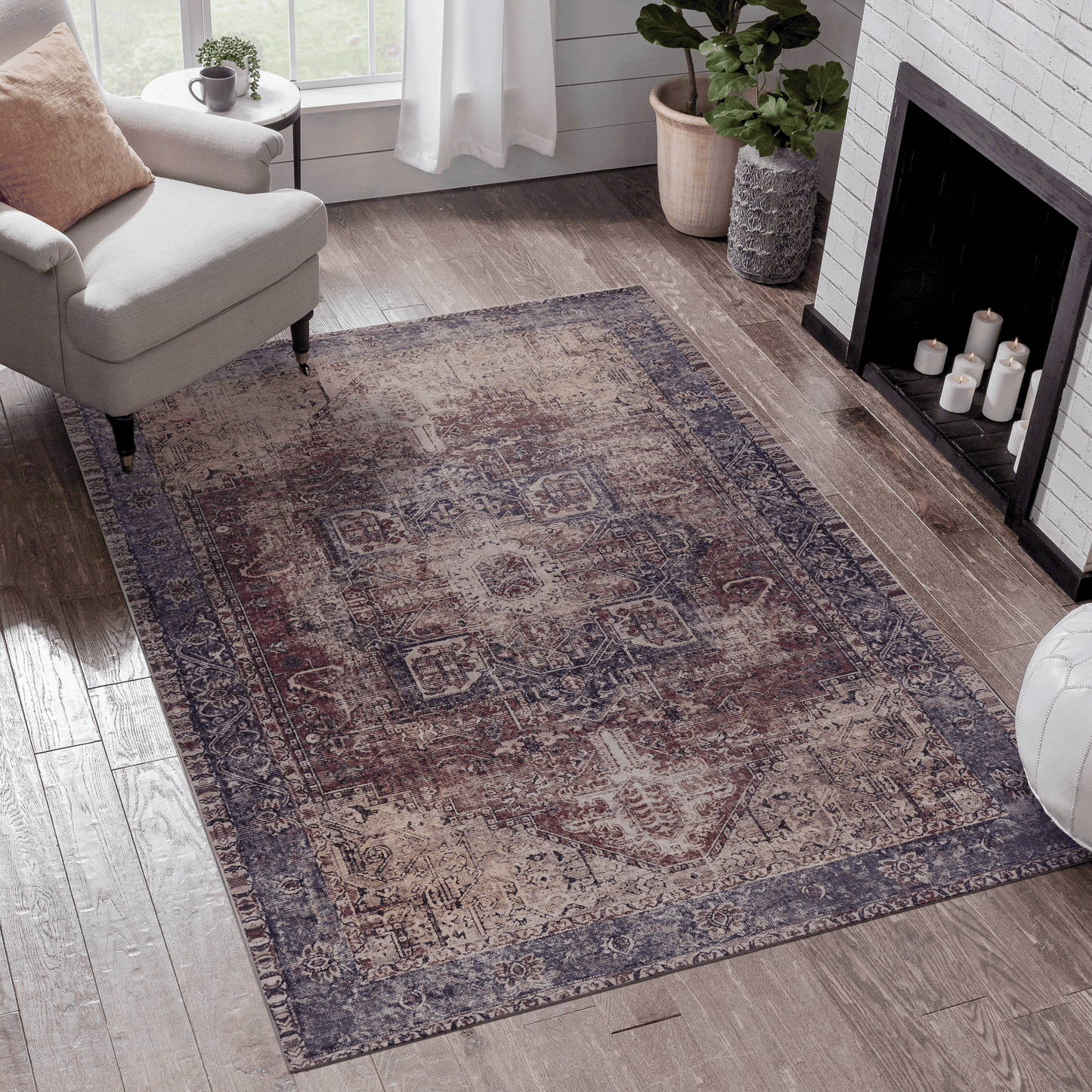 Area Rugs 4x6, Washable Rug, Low - Pile, Non - Slip, Non - Shedding, Foldable, Kid & Pet Friendly - Area Rugs for living room, bedroom, kitchen, dining room rug - for Gifts, (Burgundy, 4' x 6')as PicAbstract Rugs
