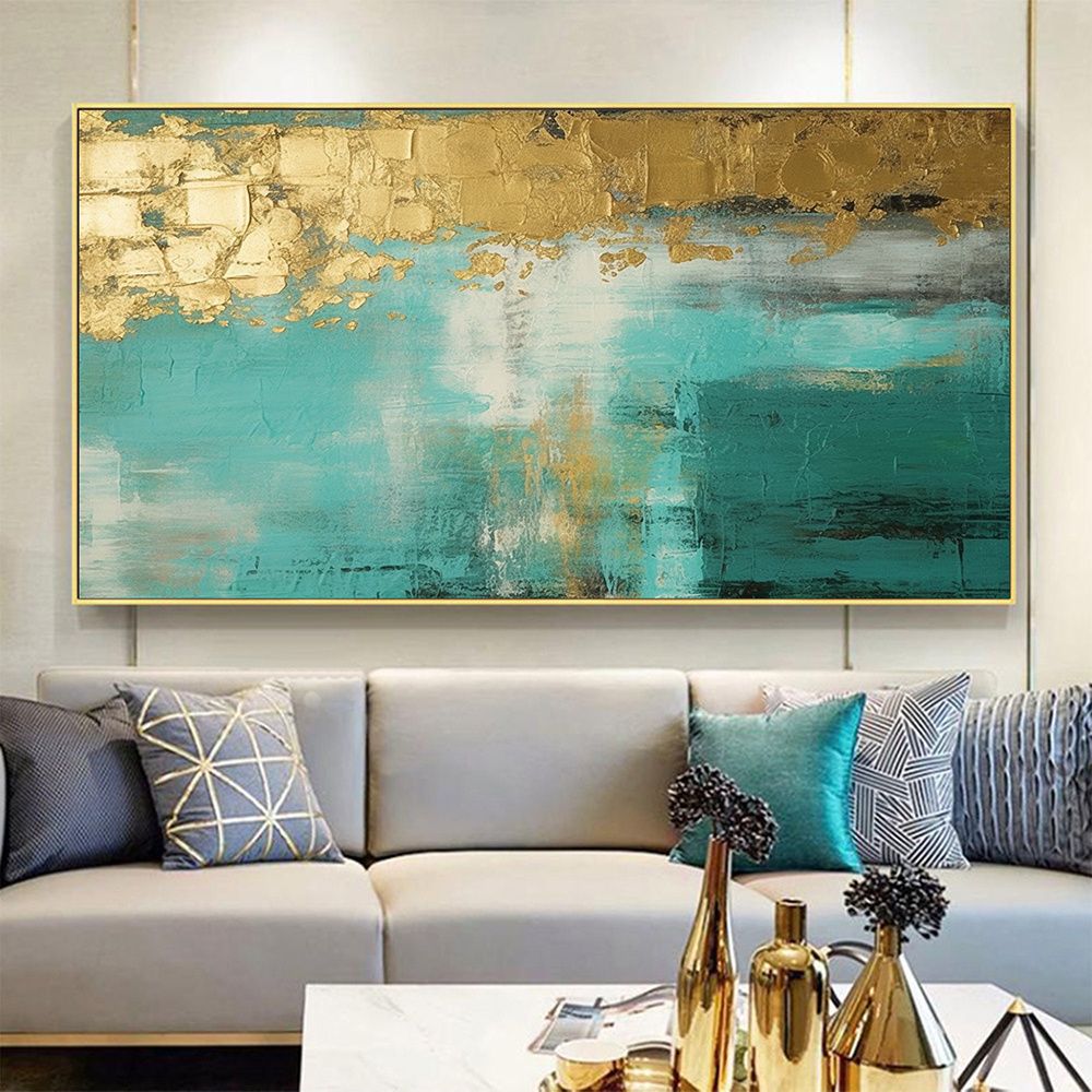 Handmade Oil Painting Large Original Gold Oil Painting on Canvas Abstract Gold Art Painting Bedroom Wall Decor Modern Textured Wall Art Decorative Painting