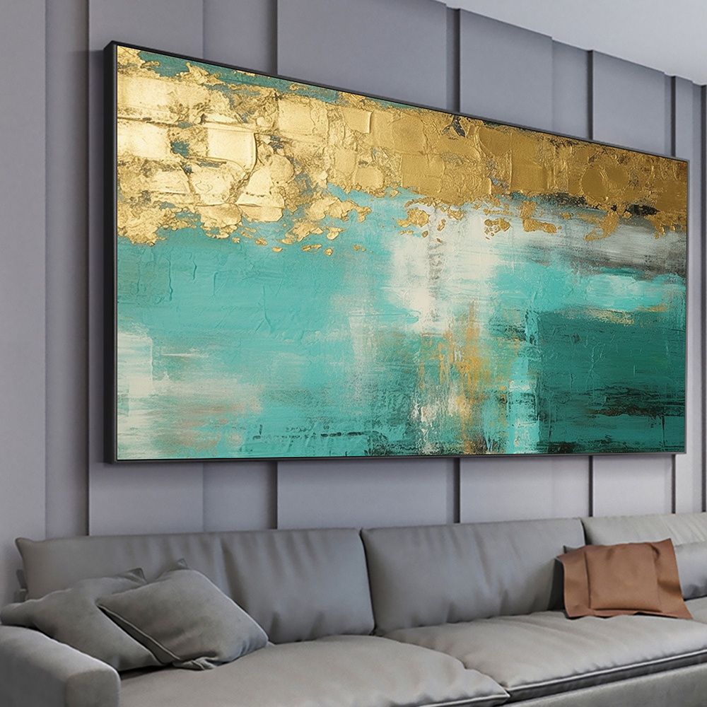 Handmade Oil Painting Large Original Gold Oil Painting on Canvas Abstract Gold Art Painting Bedroom Wall Decor Modern Textured Wall Art Decorative Painting