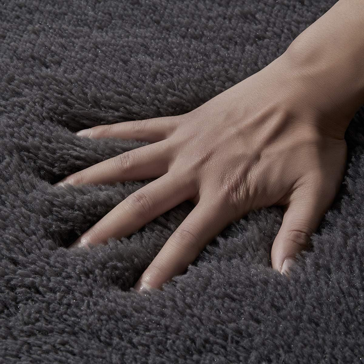 Fluffy Luxury Large Area Rug, Non - Skid Fleece Carpets For Bedroom,Living/Kids Room ,Home Décor, Soft Plush Furry, Floor Rug (5x7 Feet, Grey),Washable5.0' * 7.0'Abstract Rugs