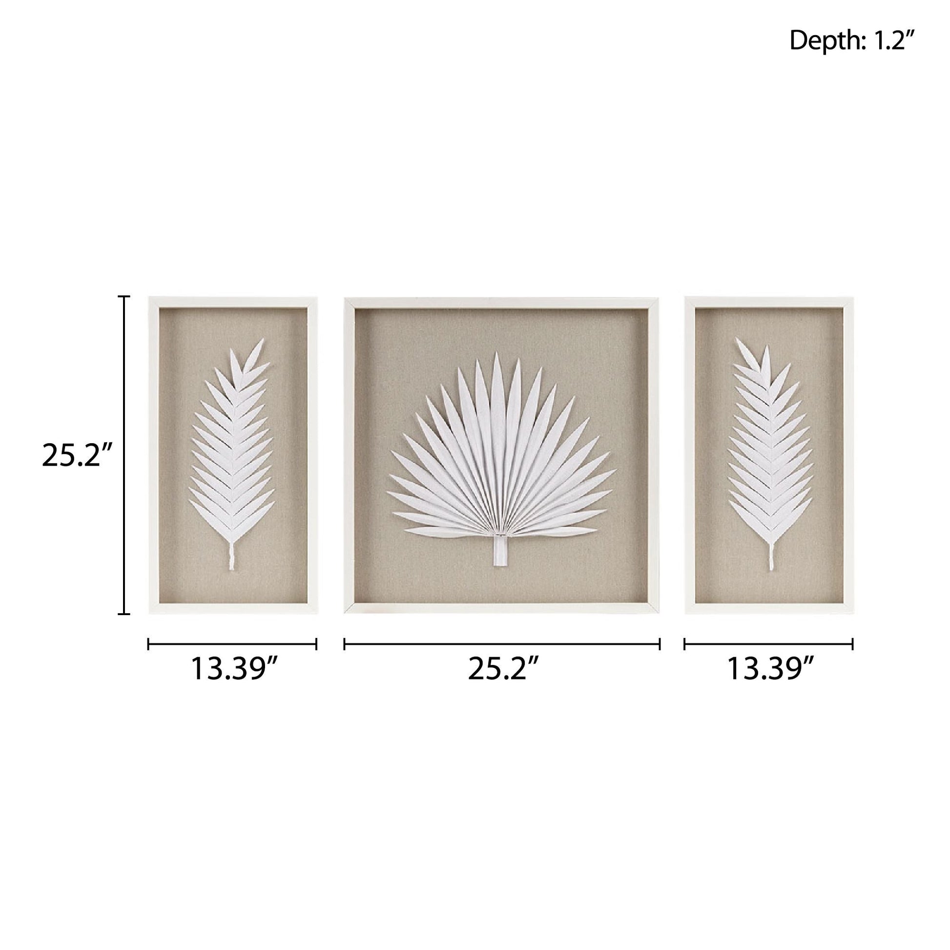 Framed Rice Paper Palm Leaves 3 - piece Shadowbox Wall Decor Setwall artas Picwall art