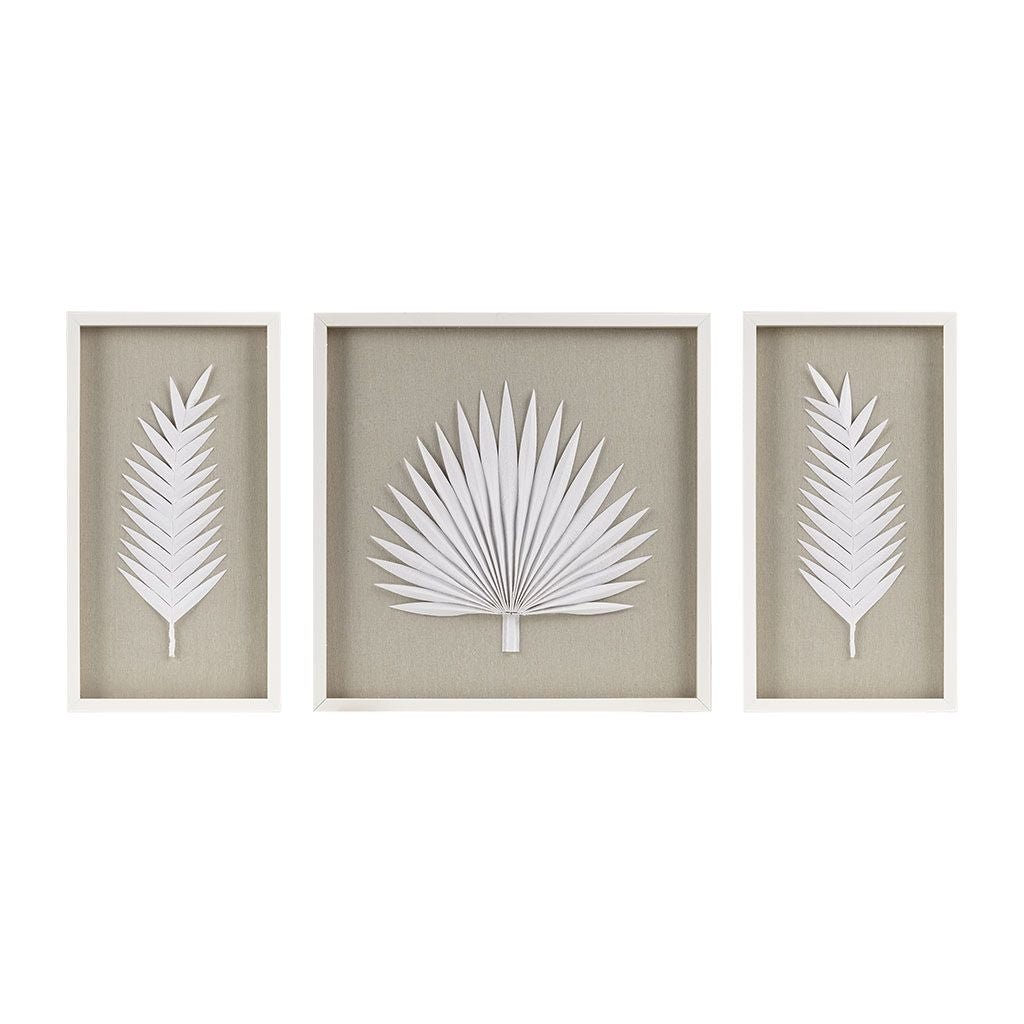 Framed Rice Paper Palm Leaves 3 - piece Shadowbox Wall Decor Setwall artas Picwall art