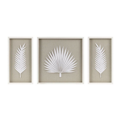 Framed Rice Paper Palm Leaves 3 - piece Shadowbox Wall Decor Setwall artas Picwall art