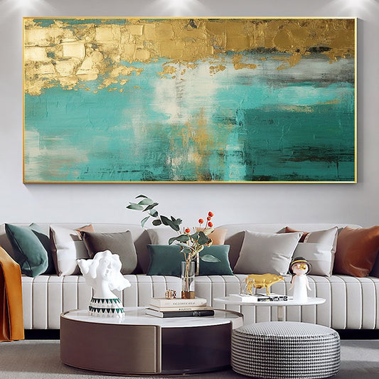 Handmade Oil Painting Large Original Gold Oil Painting on Canvas Abstract Gold Art Painting Bedroom Wall Decor Modern Textured Wall Art Decorative Paintingwall art40x80cmwall art