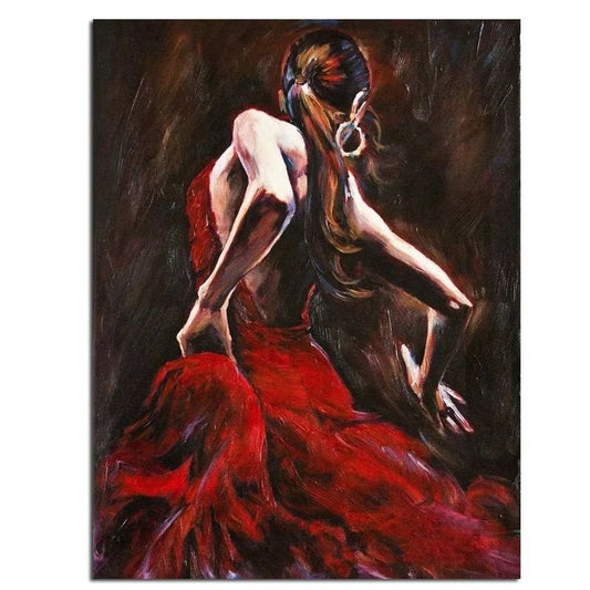 Ha's Art Handmade Abstract Oil Painting Wall Art Modern Beautiful Red Dancing Girl Picture Canvas Home Decor For Living Room Bedroom No Framewall art90x120cmwall art