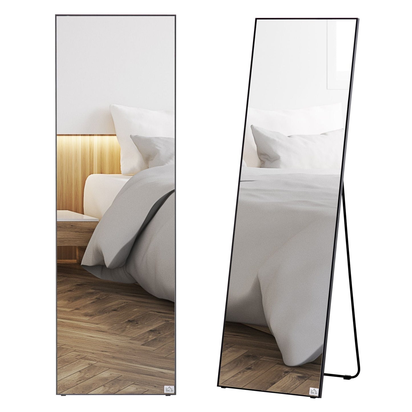 HOMCOM Full Length Glass Mirror, Freestanding or Wall Mounted Dress Mirror for Bedroom, Living Room, Bathroom, 19.75" x 63.5", BlackMirrors, Decorative Mirrorsas PicMirrors