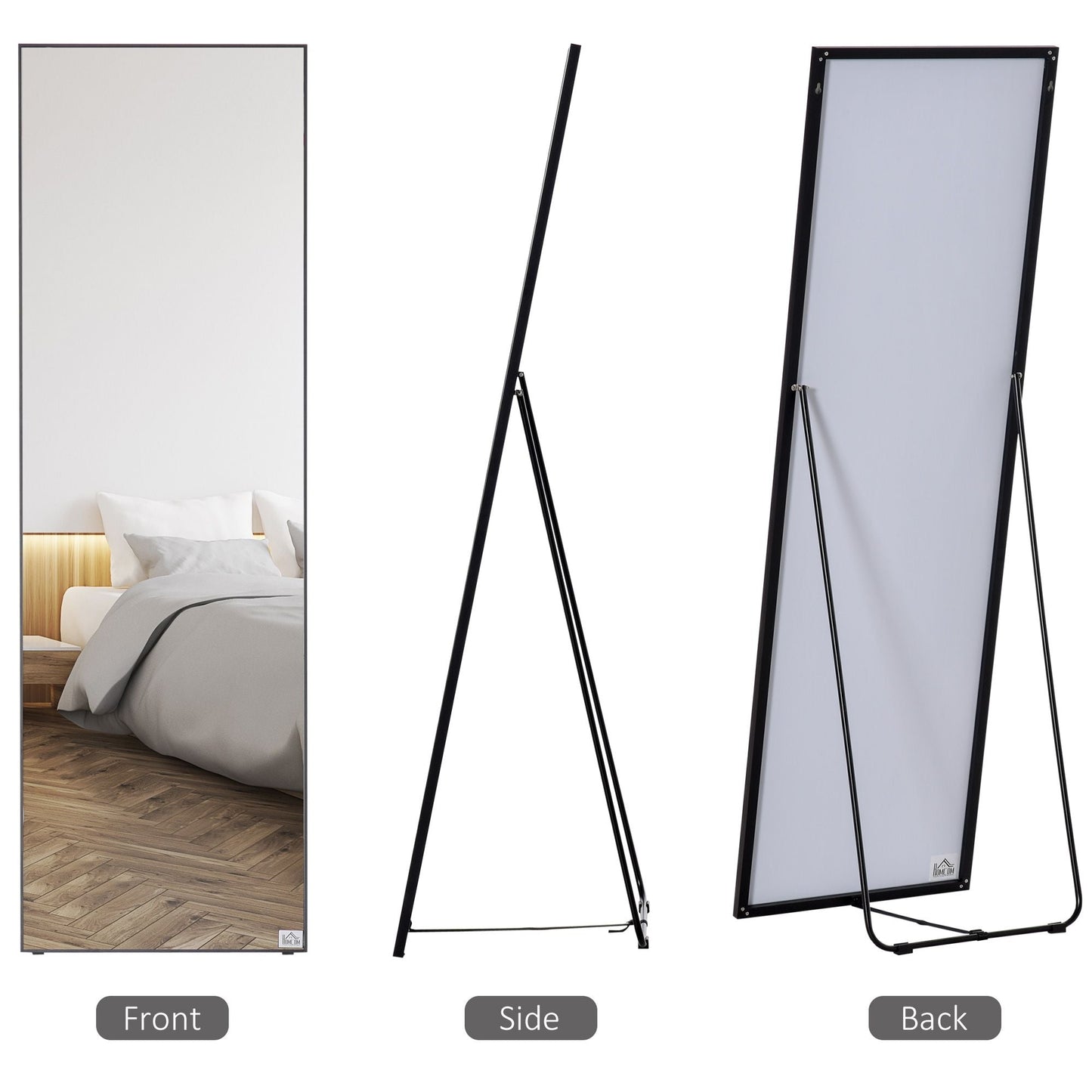 HOMCOM Full Length Glass Mirror, Freestanding or Wall Mounted Dress Mirror for Bedroom, Living Room, Bathroom, 19.75" x 63.5", BlackMirrors, Decorative Mirrorsas PicMirrors