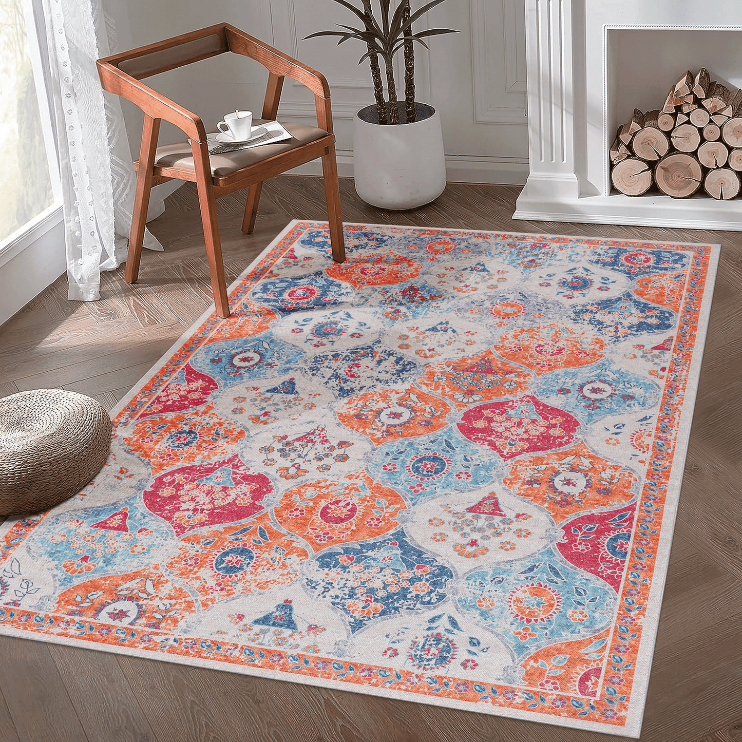 Naar 3x5 Cream Area Rug, Washable Rug, Low - Pile, Non - Slip, Non - Shedding, Foldable, Kid & Pet Friendly - Area Rugs for living room, bedroom, kitchen, dining room rug - Perfect Gifts, (Cream, 3' x 5')as PicAbstract Rugs