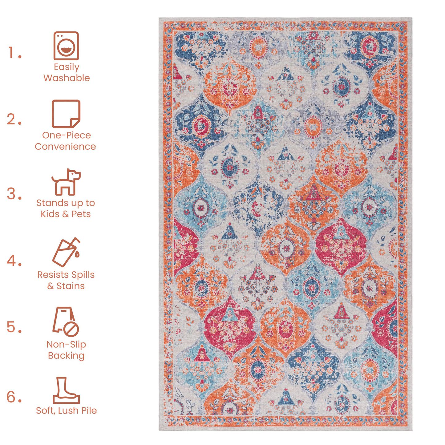 Naar 3x5 Cream Area Rug, Washable Rug, Low - Pile, Non - Slip, Non - Shedding, Foldable, Kid & Pet Friendly - Area Rugs for living room, bedroom, kitchen, dining room rug - Perfect Gifts, (Cream, 3' x 5')as PicAbstract Rugs