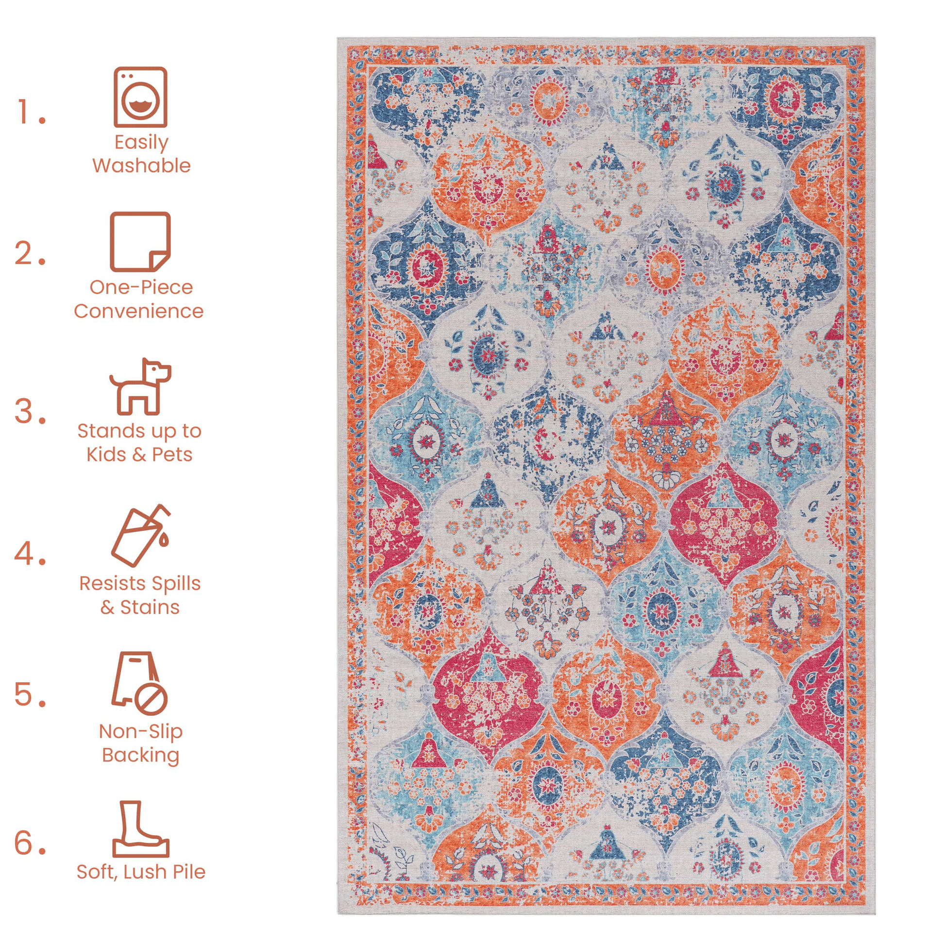 Naar 3x5 Cream Area Rug, Washable Rug, Low - Pile, Non - Slip, Non - Shedding, Foldable, Kid & Pet Friendly - Area Rugs for living room, bedroom, kitchen, dining room rug - Perfect Gifts, (Cream, 3' x 5')as PicAbstract Rugs