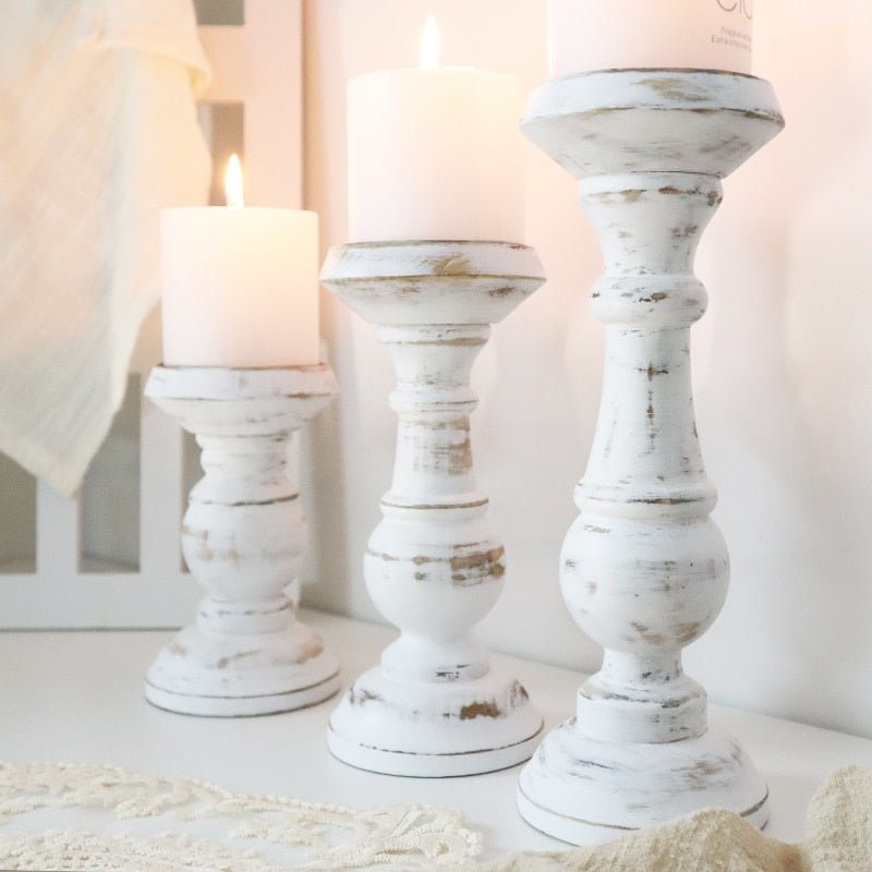 Retro White Wooden Candle HolderHome & GardenCandle Holder - SmallCandle Holder