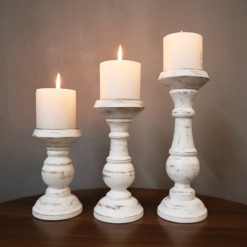 Retro White Wooden Candle HolderHome & GardenCandle Holder - SmallCandle Holder