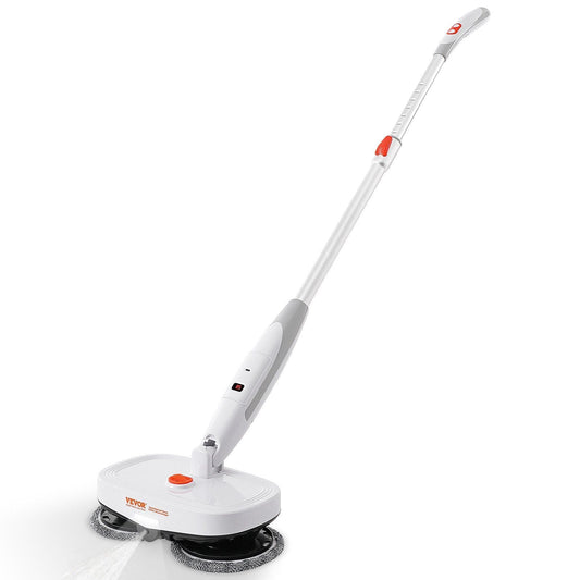 VEVOR Cordless Electric Mop, Electric Spin Mop with Water Tank, up to 40 mins Battery, LED Headlight, Dual Mop Heads, 4 Microfiber Pads & 4 Trapezoid Microfiber Pads, for Hardwood/Tile Floor CleaningWith Water TankCordless Electric Mop