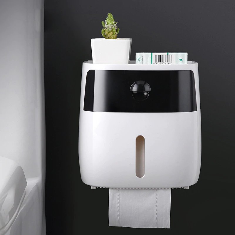 Wall Mounted Waterproof Toilet Paper HolderBlackdispenser